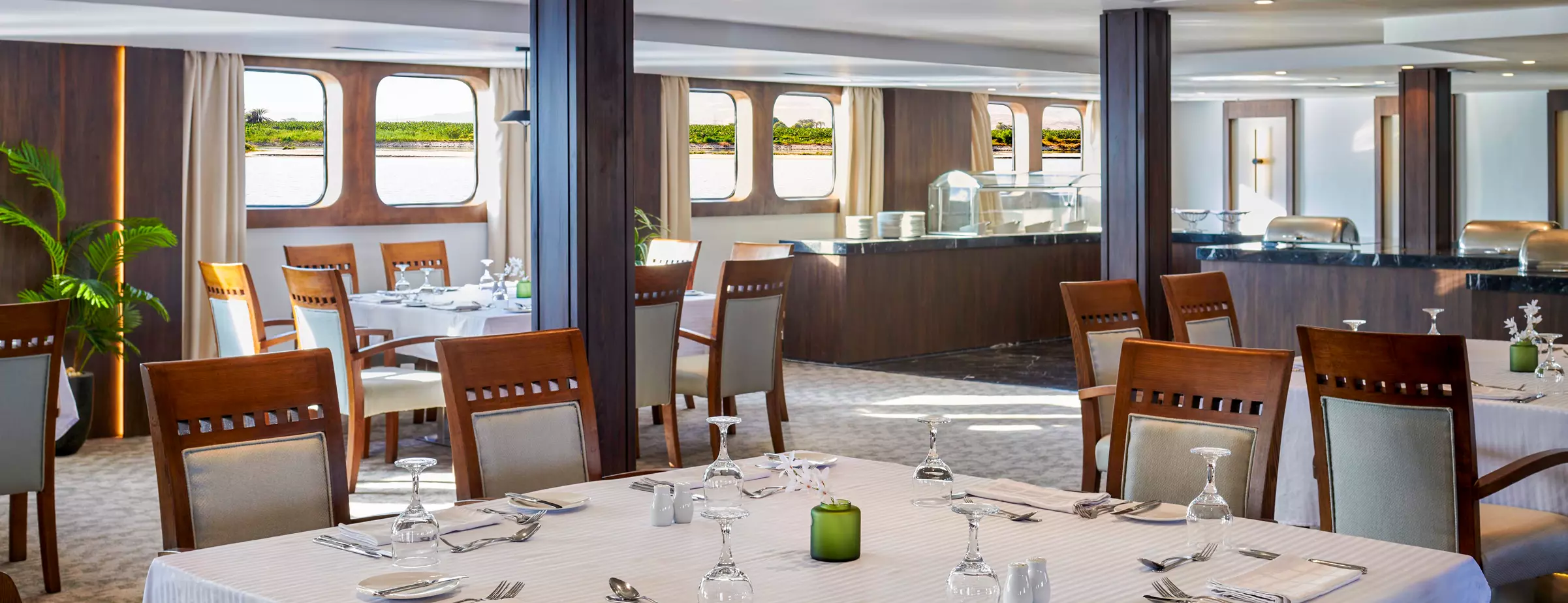 Restaurant aboard the Mövenpick MS Royal Lily Nile cruise